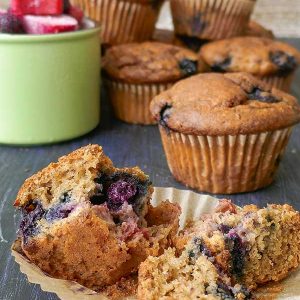 Gluten-Free Blueberry Rhubarb Muffins