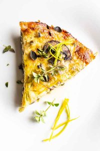crustless quiche with leeks mushrooms and fontina