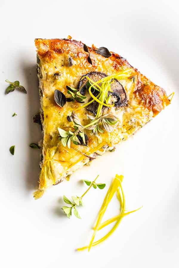 crustless quiche with leeks mushrooms and fontina