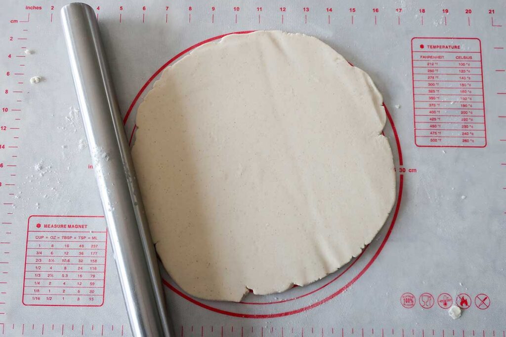 rolled out dough into a circle