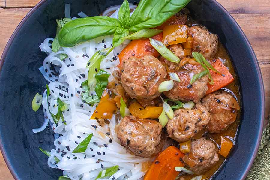 close up of Thai Meatballs, gluten free