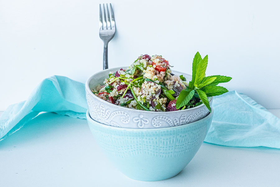 summer quinoa salad in a bowl