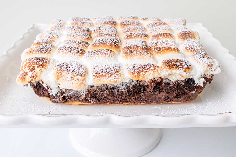 smore chocolate cake on a platter