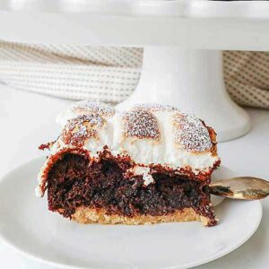 a slice of s’more chocolate cake