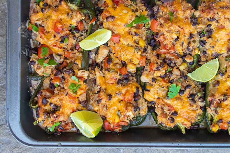 southwest chicken stuffed poblano peppers, gluten free