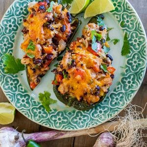 Southwest Chicken Stuffed Poblano Peppers