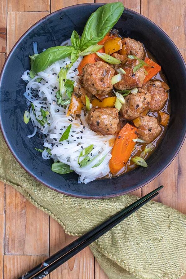sweet and sour meatballs in a bowl