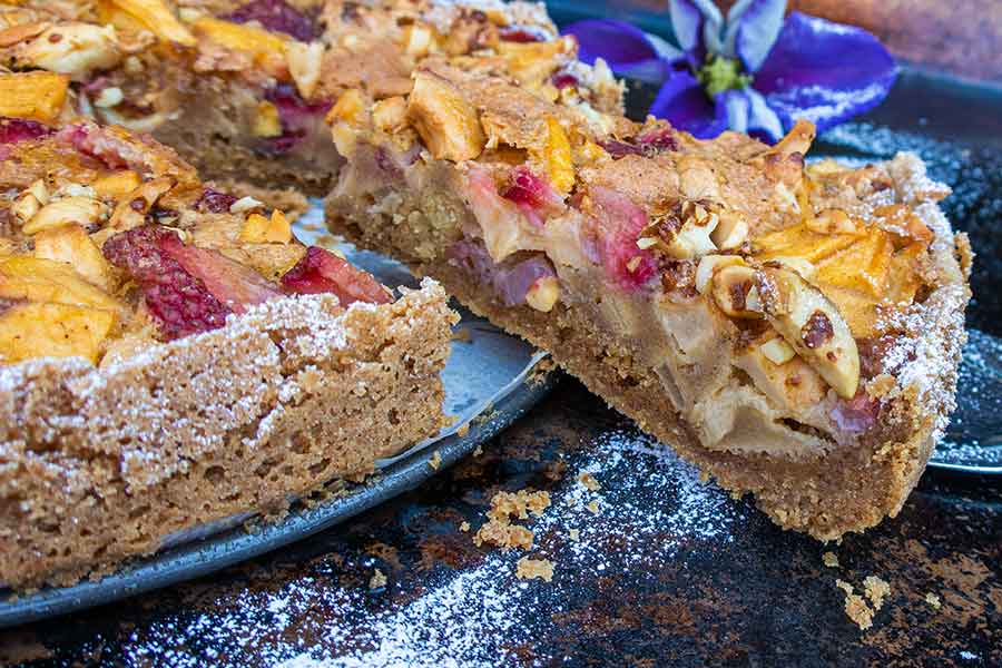 slice of gluten free strawberry apple cake