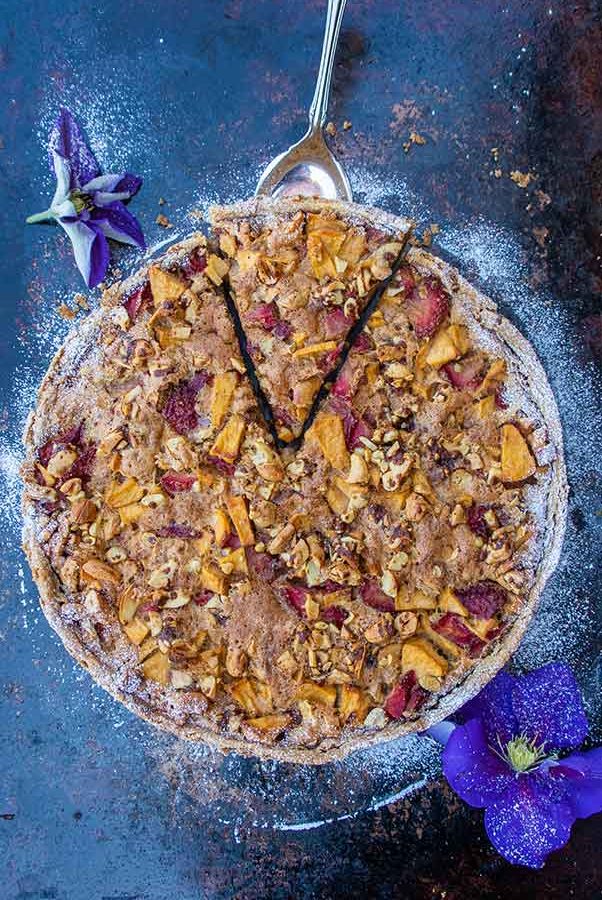 top view of gluten-free strawberry apple cake 