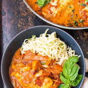 One Dish Chicken Bake with Marinara sauce