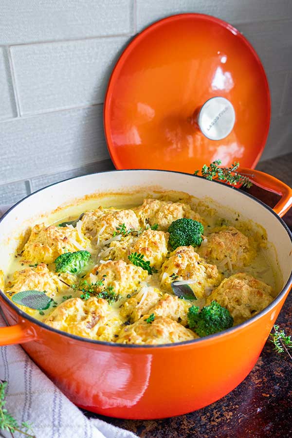 Broccoli Cheddar Soup with Bacon Cheese Biscuits, Gluten-Free