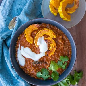 Instant Pot Creamy Lentils with Roasted Squash