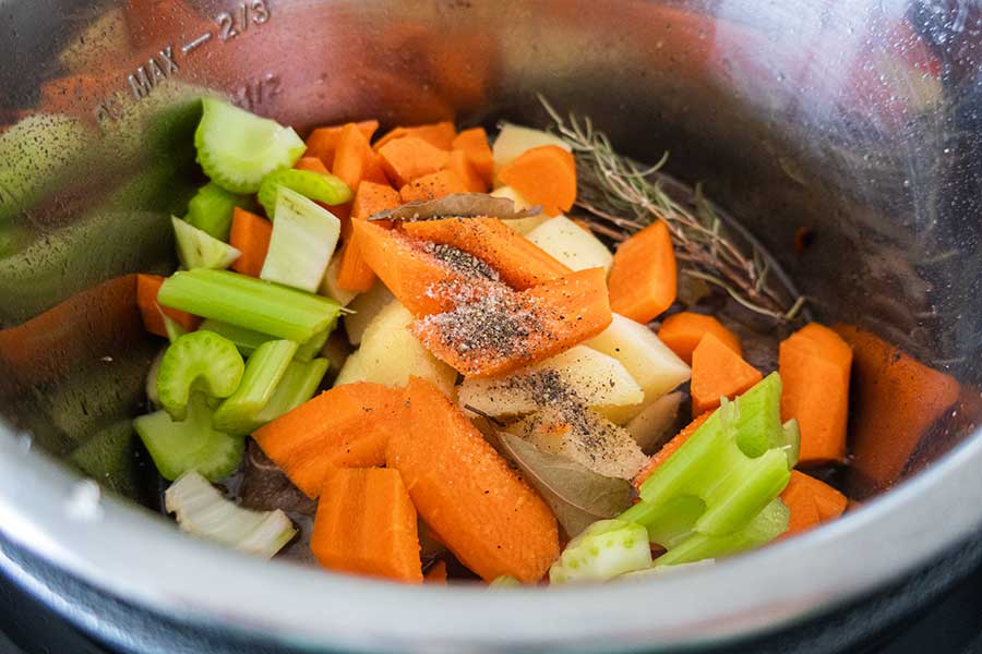 carrots celery herbs oxtails in an instant pot