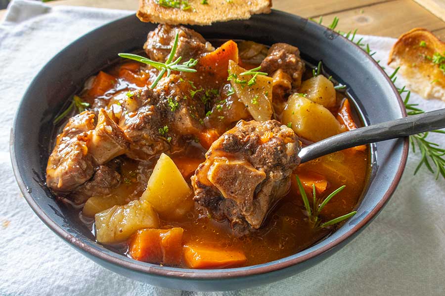 oxtail soup in a bowl made in an instant pot