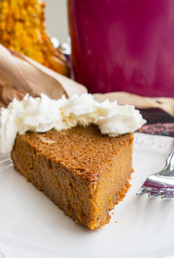 slice of dairy-free pumpkin pie