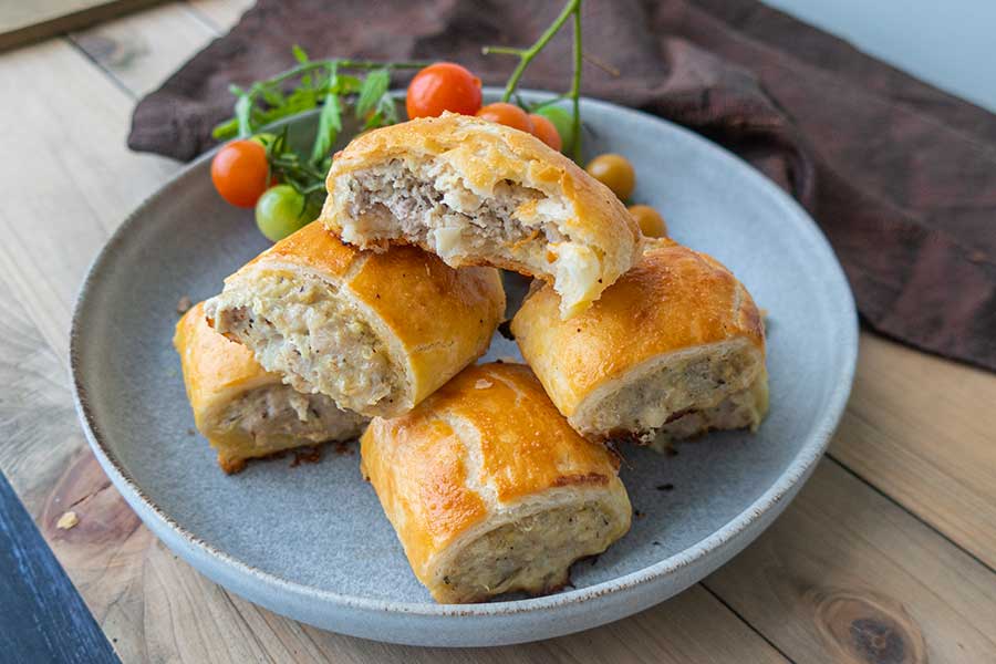 gluten free sausage rolls on. a plate