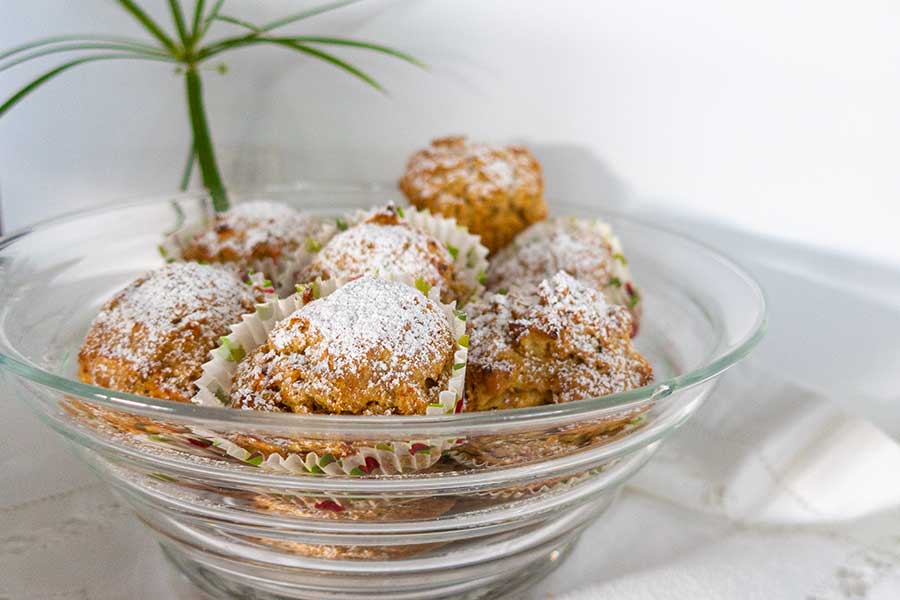 egg free dairy free banana carrot muffins in a bowl