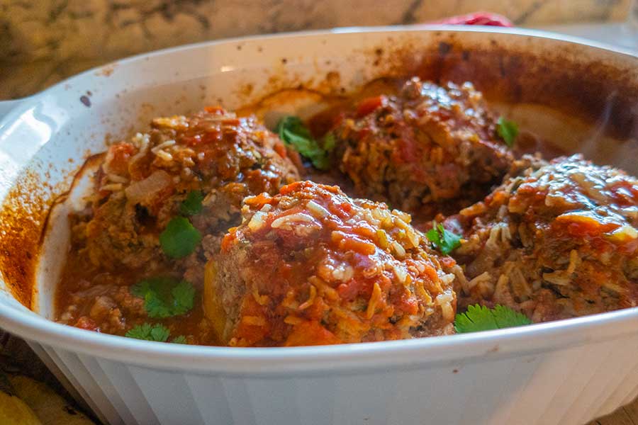 Indian stuffed peppers in a bowl