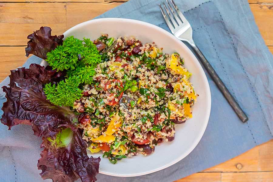 quinoa power salad in a bowl