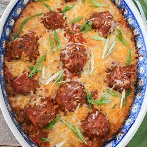 Gluten Free Italian Meatballs and Rice Casserole