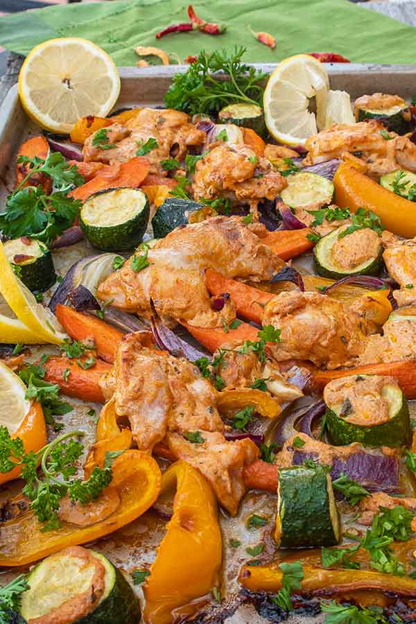 sheet pan cajun chicken with roasted veggies