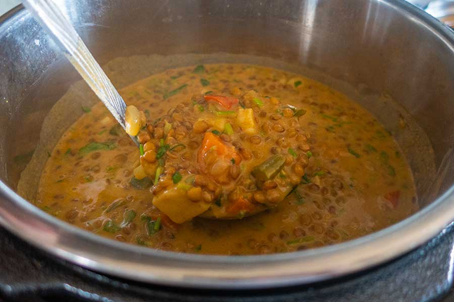 close up of cooked Somali lentil stew