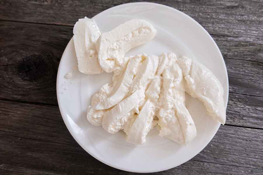 slice buffalo mozzarella on a plate