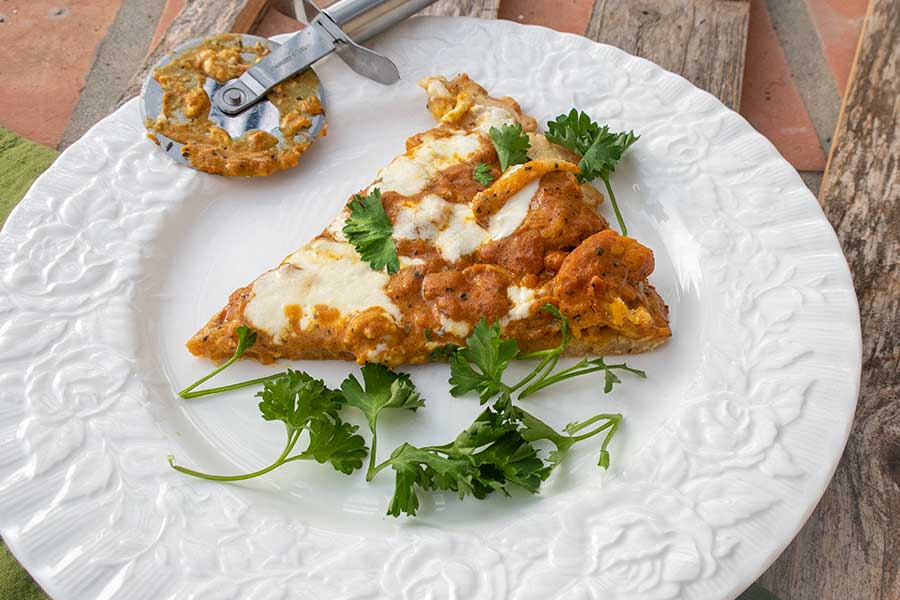 pizza with butter chicken, gluten free