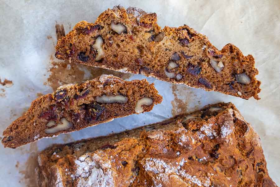 cranberry walnut honey bread, gluten free