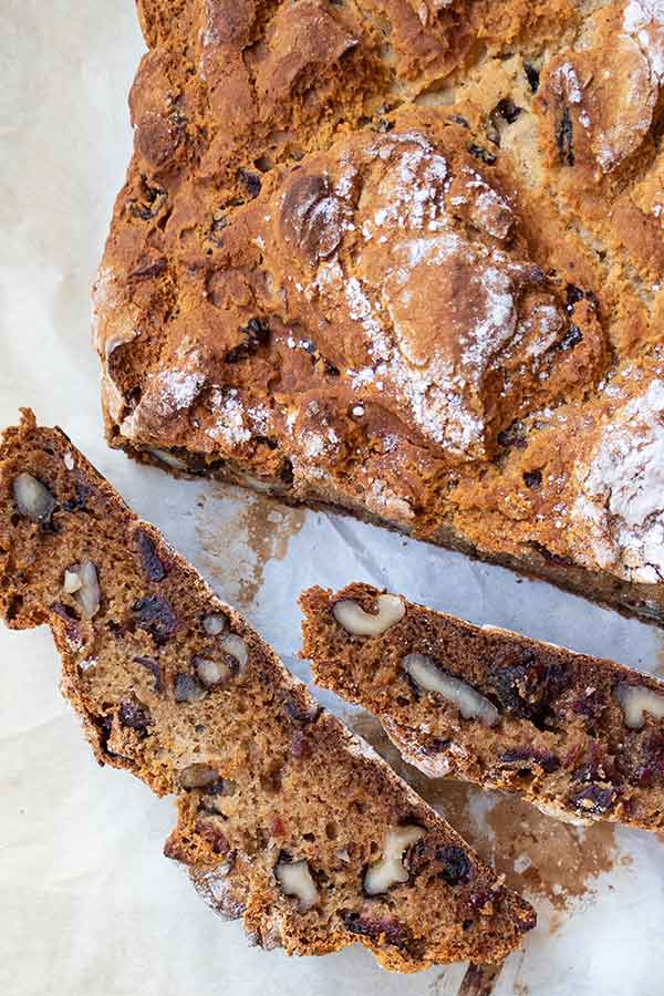 gluten-free honey bread with walnuts and cranberries