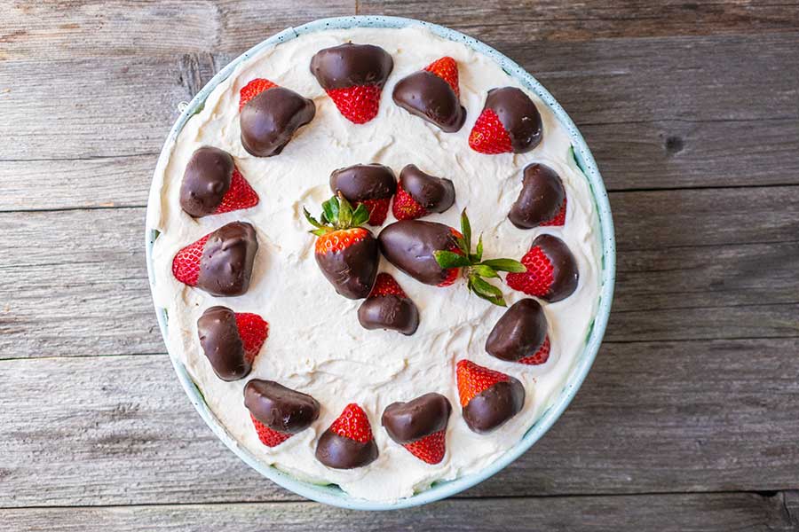 top view of gluten-free strawberry tiramisu