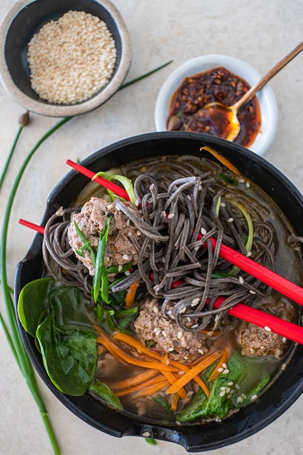 Miso Noodle Soup with Meatballs - Gluten Free - Only Gluten Free Recipes