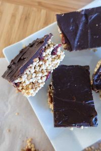 sliced puffed rice energy bar, gluten-free.