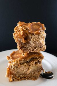 apple pie squares with almond butter caramel, gluten free