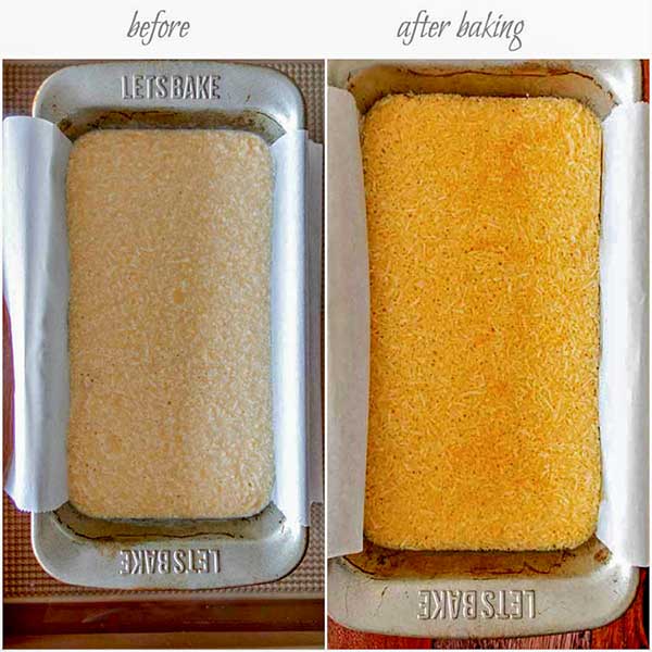 before and after baking creme brule in a pan