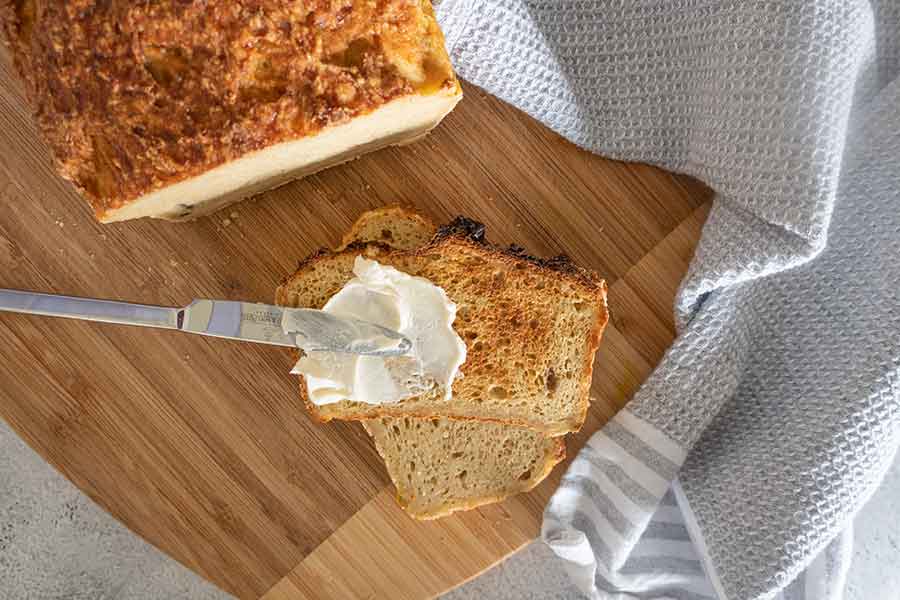 slice of millet bread with butter