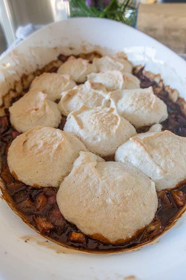 grain-free rhubarb cobbler