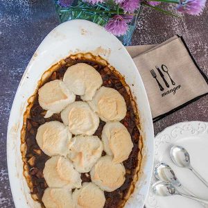 Grain-Free Rhubarb Cobbler with Macaron Topping