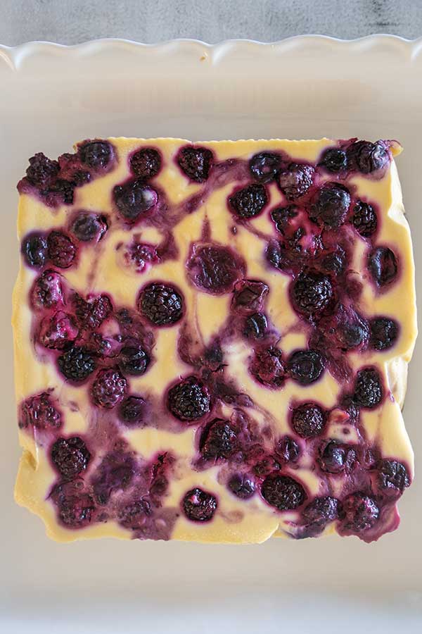 top view of grain-free berry cheesecake