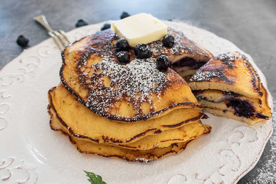 coconut flour pancakes on a plate, grain free