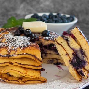 Blueberry Maple Coconut Flour Pancakes