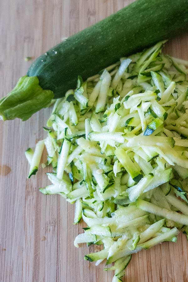 one whole and one grated zucchini