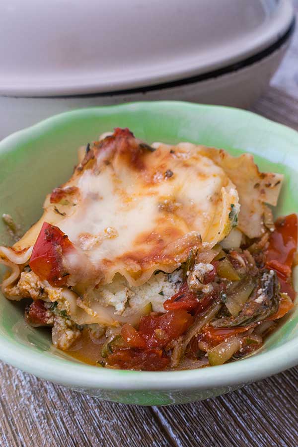 one serving of gluten free lasagna roll ups in a bowl