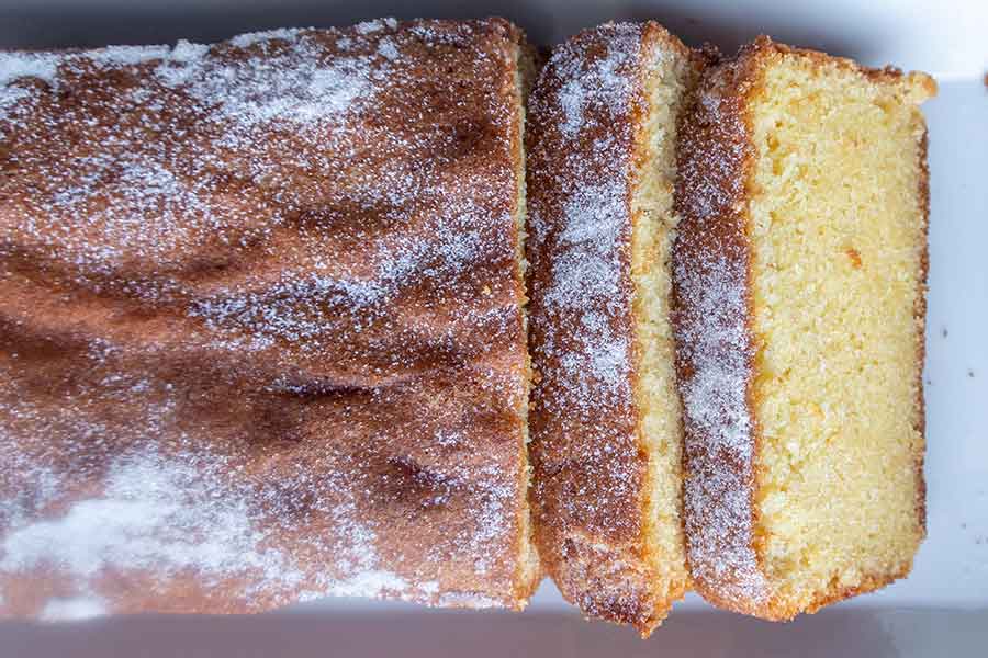 sliced rice flour pound cake for mother’s day brunch