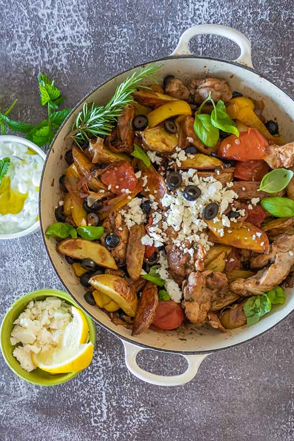 skillet Greek chicken dinner