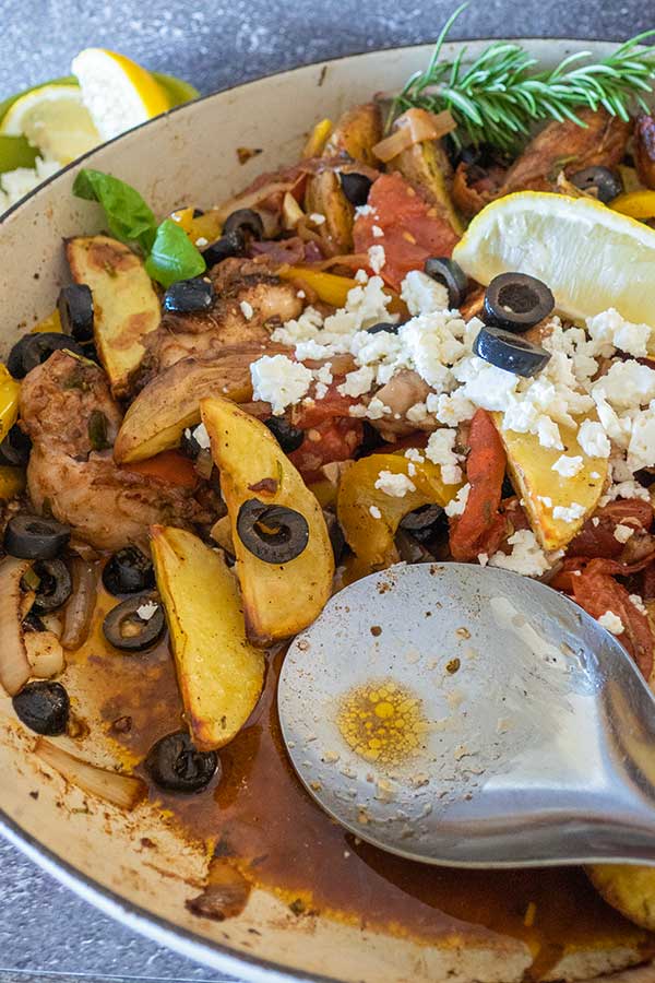 skillet Greek chicken dinner