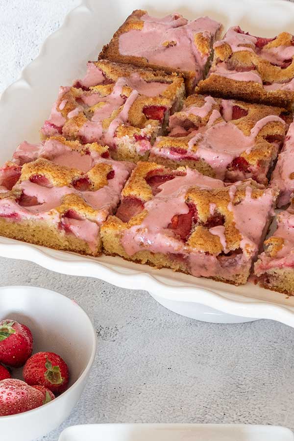 Gluten-Free Strawberry Sheet Cake with Strawberry Glaze