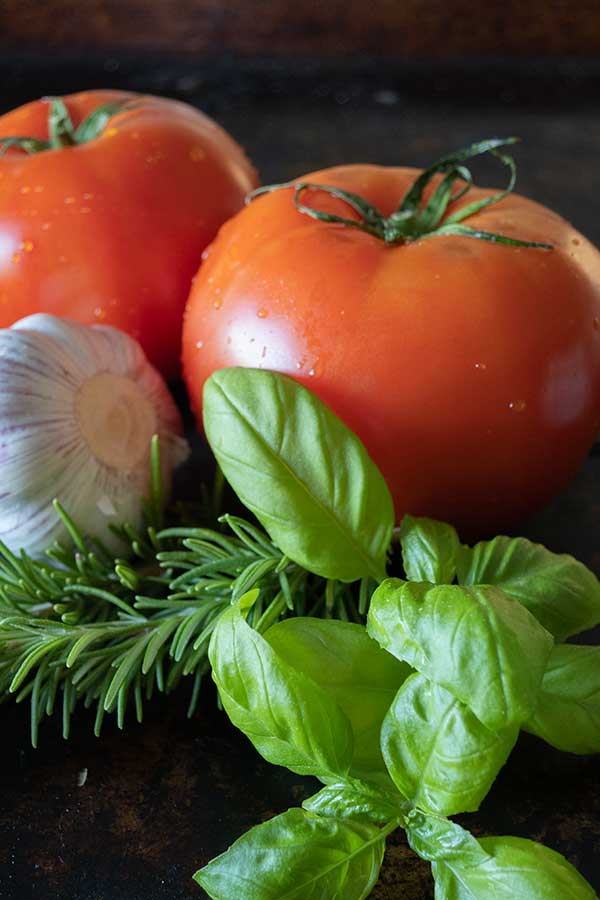 tomatoes garlic herbs