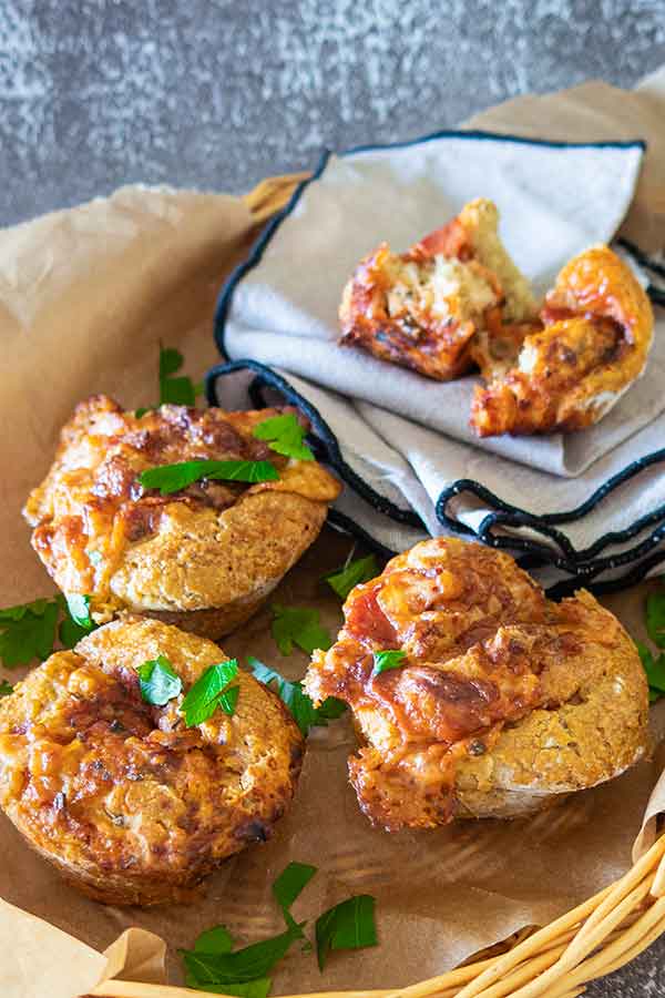 Italian pizza rolls in a basket