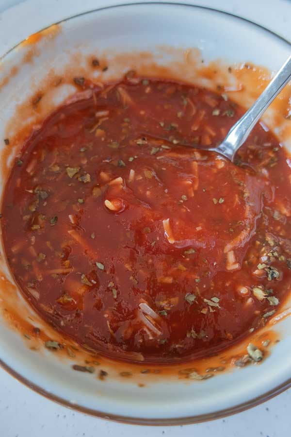 homemade pizza sauce in a bowl